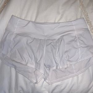 White Lululemon Speed Up Shorts 2.5”